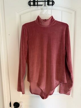 American Eagle Dusty Rose Velvet Turtleneck Bodysuit